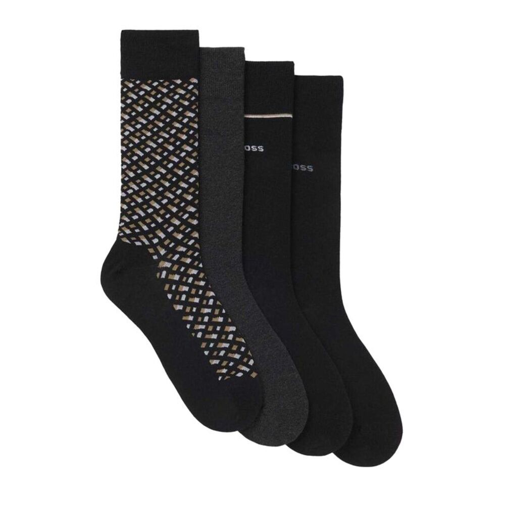 Boss Mens Crew Socks (Pack of 4) / Black